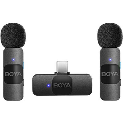BOYA BY-V20 Ultracompact 2-Person Wireless Microphone System with USB-C Connector for Mobile Devices
